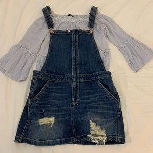 Denim overall skirt